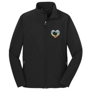 Turkey Day Heart Sunset Retro Thanksgiving Fall  Gift Core Soft Shell Jacket