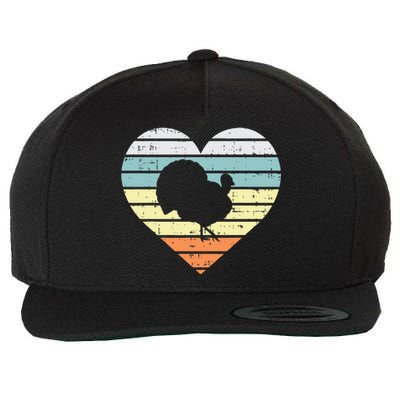 Turkey Day Heart Sunset Retro Thanksgiving Fall  Gift Wool Snapback Cap