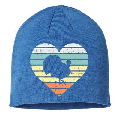 Turkey Day Heart Sunset Retro Thanksgiving Fall  Gift Sustainable Beanie