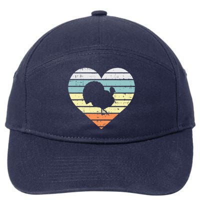 Turkey Day Heart Sunset Retro Thanksgiving Fall  Gift 7-Panel Snapback Hat