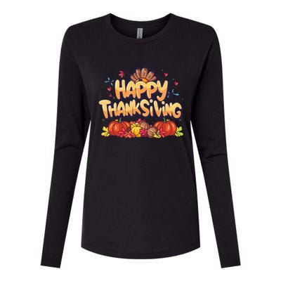 Turkey Day Happy Thanksgiving Family Dinner Thanksgiving Womens Cotton Relaxed Long Sleeve T-Shirt