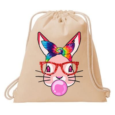 Tie Dye Headband Bunny Bubble Gum Funny Drawstring Bag