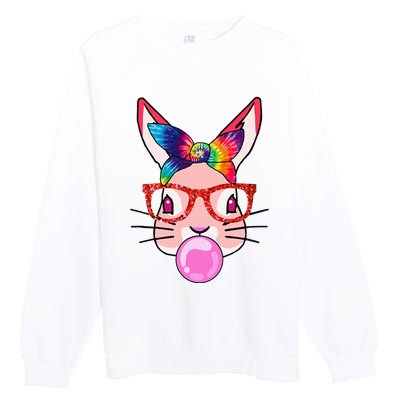 Tie Dye Headband Bunny Bubble Gum Funny Premium Crewneck Sweatshirt