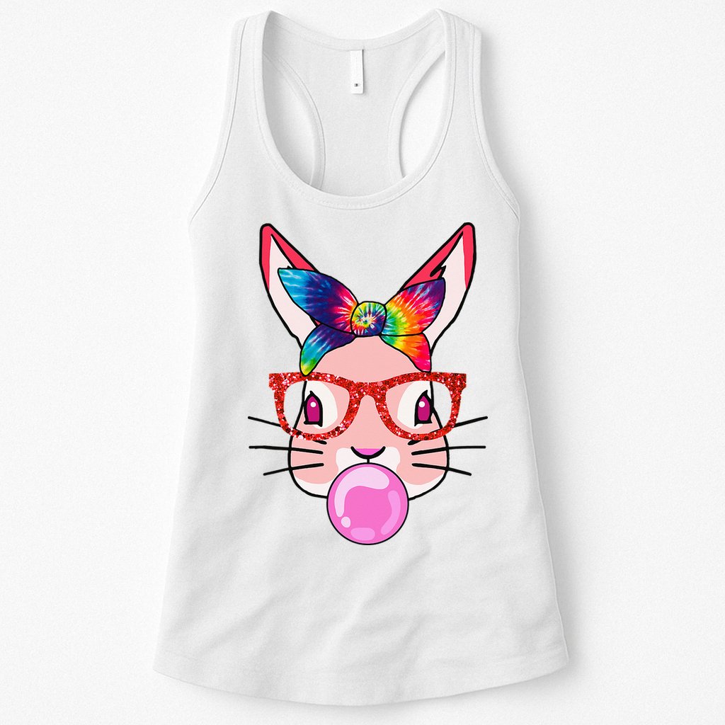 Tie Dye Headband Bunny Bubble Gum Funny Womens Tank Top