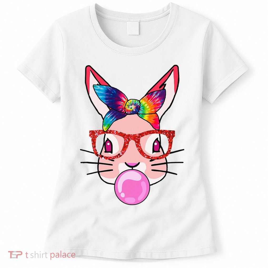 Tie Dye Headband Bunny Bubble Gum Funny Womens T-Shirt