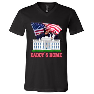 Trump DaddyS Home Bye Joe Biden Drops Out Run For Election V-Neck T-Shirt