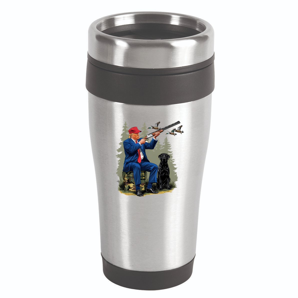Trump Duck Hunting Donald Trump Old School Camouflage 16oz Travel Tumbler