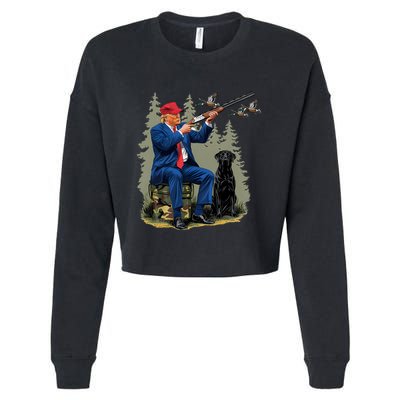 Trump Duck Hunting Donald Trump Old School Camouflage Cropped Pullover Crew