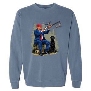 Trump Duck Hunting Donald Trump Old School Camouflage Garment-Dyed Sweatshirt