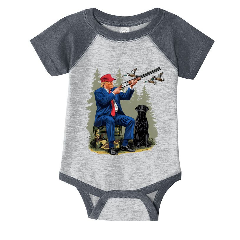 Trump Duck Hunting Donald Trump Old School Camouflage Infant Baby Jersey Bodysuit