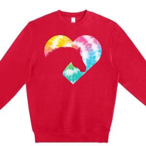 Tie Dye Horse Heart Shaped Animal Lover Horseback Rider Premium Crewneck Sweatshirt