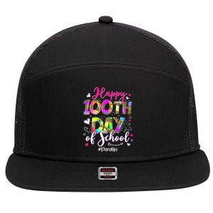 Tie Dye Happy 100th Day Of School Para Life 7 Panel Mesh Trucker Snapback Hat