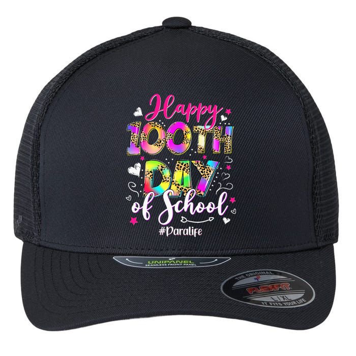 Tie Dye Happy 100th Day Of School Para Life Flexfit Unipanel Trucker Cap