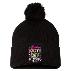 Tie Dye Happy 100th Day Of School Para Life Pom Pom 12in Knit Beanie