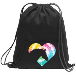 Tie Dye Horse Heart Shaped Animal Lover Horseback Rider Sweatshirt Cinch Pack Bag