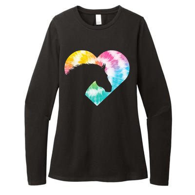 Tie Dye Horse Heart Shaped Animal Lover Horseback Rider Womens CVC Long Sleeve Shirt