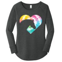 Tie Dye Horse Heart Shaped Animal Lover Horseback Rider Women's Perfect Tri Tunic Long Sleeve Shirt