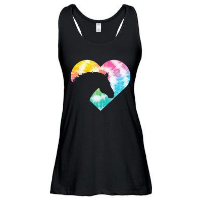 Tie Dye Horse Heart Shaped Animal Lover Horseback Rider Ladies Essential Flowy Tank