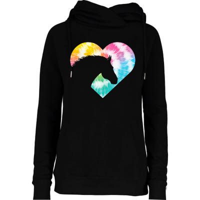 Tie Dye Horse Heart Shaped Animal Lover Horseback Rider Womens Funnel Neck Pullover Hood