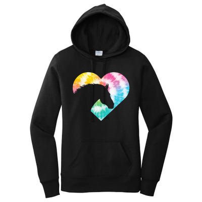 Tie Dye Horse Heart Shaped Animal Lover Horseback Rider Women's Pullover Hoodie