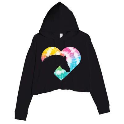 Tie Dye Horse Heart Shaped Animal Lover Horseback Rider Crop Fleece Hoodie