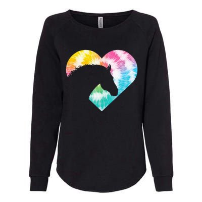 Tie Dye Horse Heart Shaped Animal Lover Horseback Rider Womens California Wash Sweatshirt