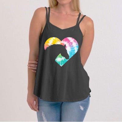 Tie Dye Horse Heart Shaped Animal Lover Horseback Rider Women's Strappy Tank