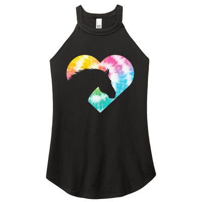 Tie Dye Horse Heart Shaped Animal Lover Horseback Rider Women's Perfect Tri Rocker Tank