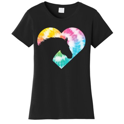 Tie Dye Horse Heart Shaped Animal Lover Horseback Rider Women's T-Shirt