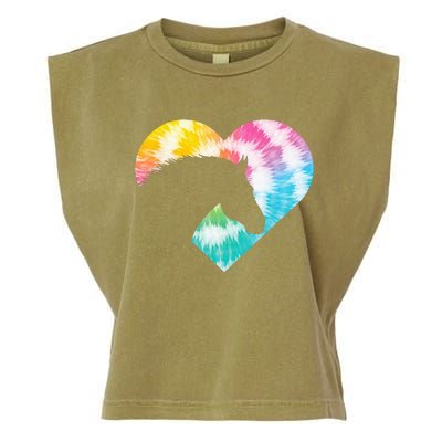 Tie Dye Horse Heart Shaped Animal Lover Horseback Rider Garment-Dyed Women's Muscle Tee