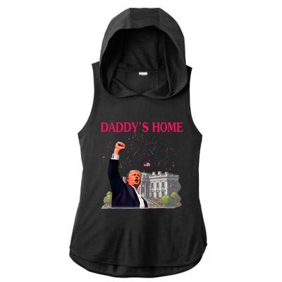 Trump DaddyS Home Bye Joe Biden Drops Out Run For Election Ladies PosiCharge Tri-Blend Wicking Draft Hoodie Tank