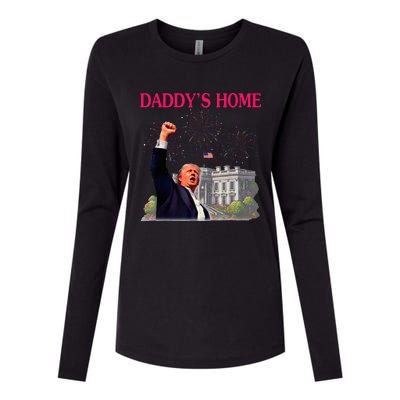 Trump DaddyS Home Bye Joe Biden Drops Out Run For Election Womens Cotton Relaxed Long Sleeve T-Shirt