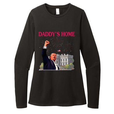 Trump DaddyS Home Bye Joe Biden Drops Out Run For Election Womens CVC Long Sleeve Shirt