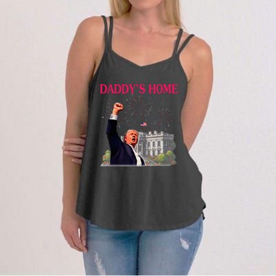 Trump DaddyS Home Bye Joe Biden Drops Out Run For Election Women's Strappy Tank