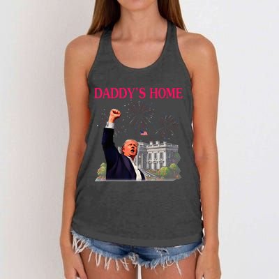 Trump DaddyS Home Bye Joe Biden Drops Out Run For Election Women's Knotted Racerback Tank