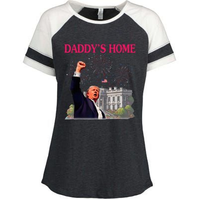 Trump DaddyS Home Bye Joe Biden Drops Out Run For Election Enza Ladies Jersey Colorblock Tee