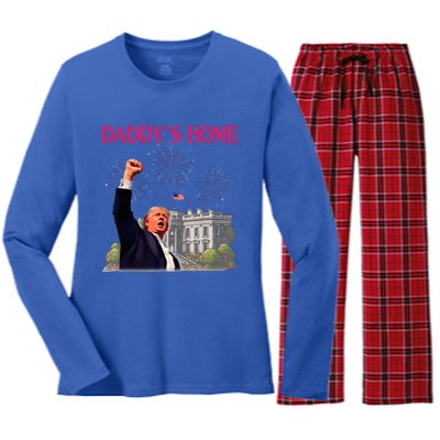 Trump DaddyS Home Bye Joe Biden Drops Out Run For Election Women's Long Sleeve Flannel Pajama Set 