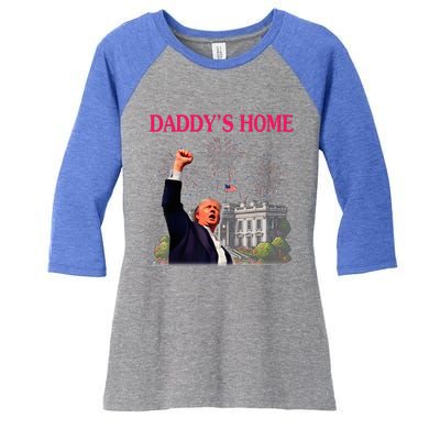 Trump DaddyS Home Bye Joe Biden Drops Out Run For Election Women's Tri-Blend 3/4-Sleeve Raglan Shirt