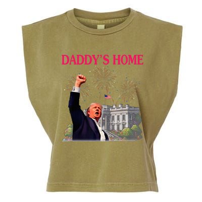 Trump DaddyS Home Bye Joe Biden Drops Out Run For Election Garment-Dyed Women's Muscle Tee