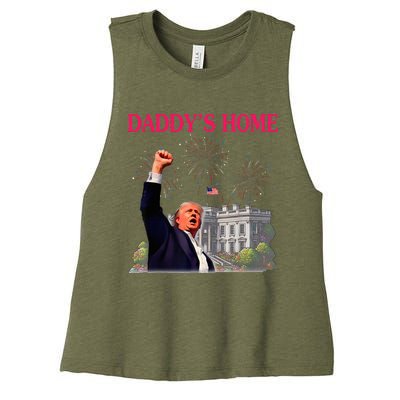 Trump DaddyS Home Bye Joe Biden Drops Out Run For Election Women's Racerback Cropped Tank