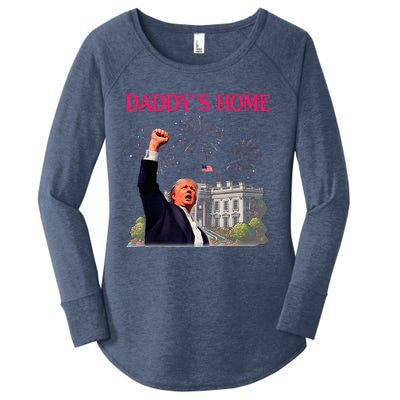 Trump DaddyS Home Bye Joe Biden Drops Out Run For Election Women's Perfect Tri Tunic Long Sleeve Shirt