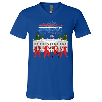 Trump Daddys Home White House Dance Make Xmas Great Again Gift V-Neck T-Shirt