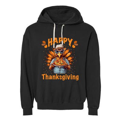 Turkey Day Happy Thanksgiving Family Dinner Garment-Dyed Fleece Hoodie