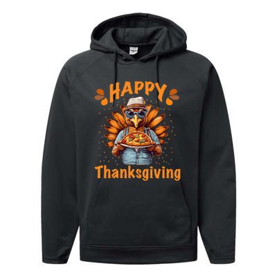 Turkey Day Happy Thanksgiving Family Dinner Performance Fleece Hoodie