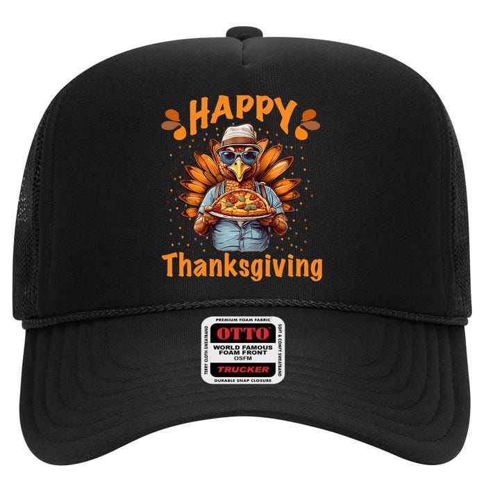 Turkey Day Happy Thanksgiving Family Dinner High Crown Mesh Back Trucker Hat