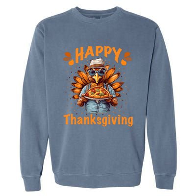 Turkey Day Happy Thanksgiving Family Dinner Garment-Dyed Sweatshirt