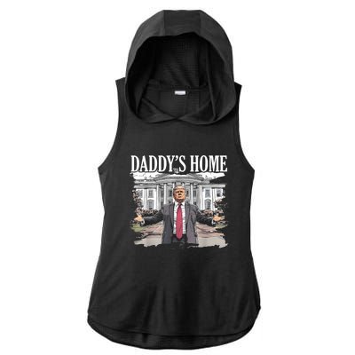 Trump Daddys Home White House 2024 Ladies PosiCharge Tri-Blend Wicking Draft Hoodie Tank