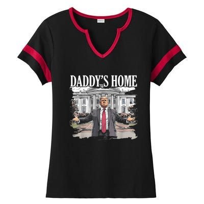 Trump Daddys Home White House 2024 Ladies Halftime Notch Neck Tee