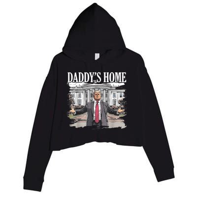 Trump Daddys Home White House 2024 Crop Fleece Hoodie