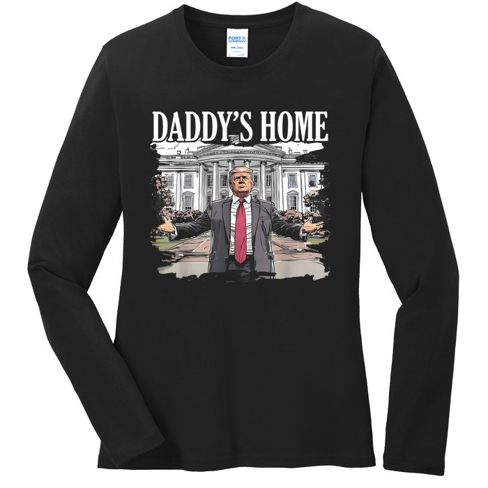 Trump Daddys Home White House 2024 Ladies Long Sleeve Shirt